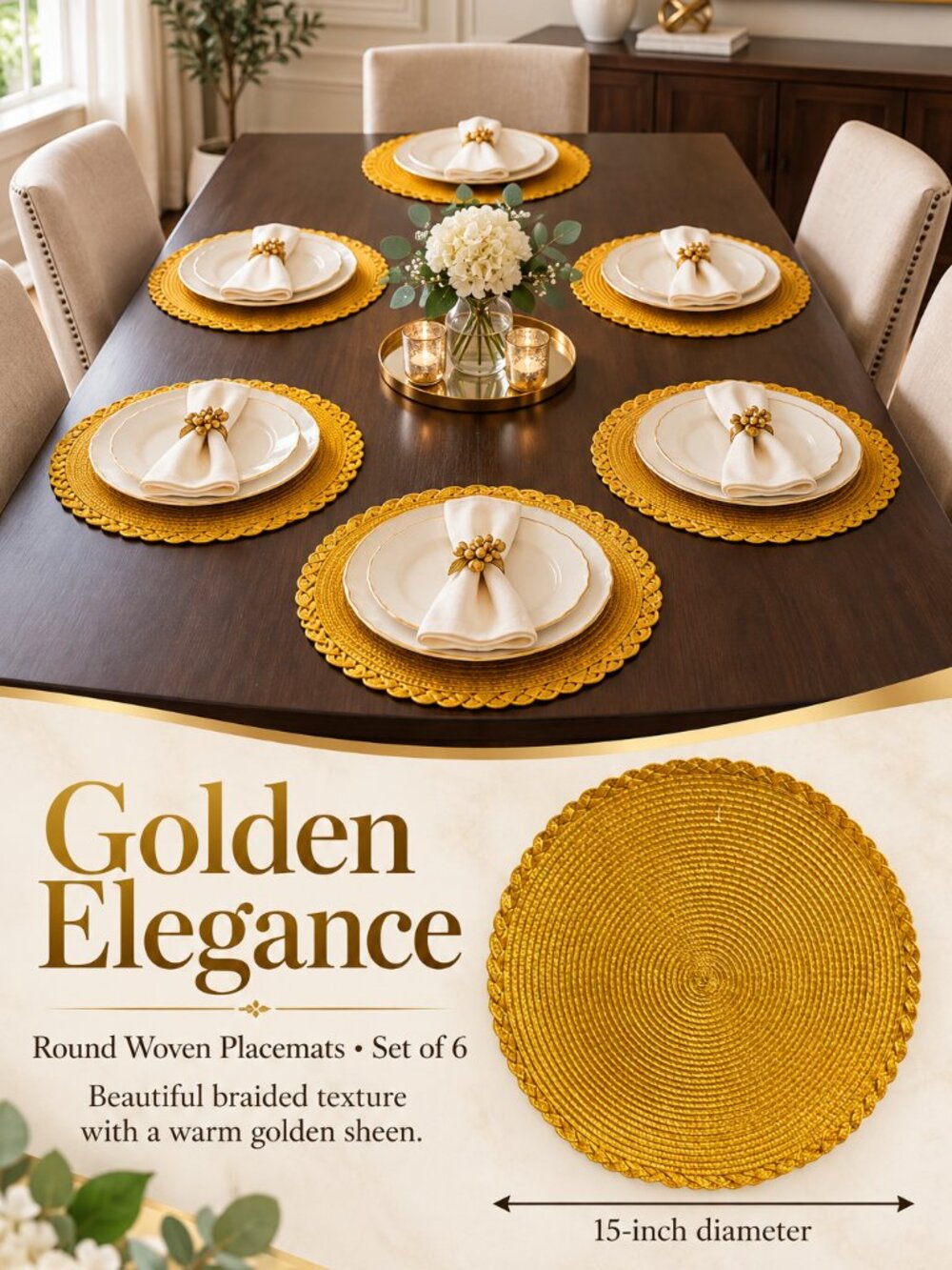 Golden Elegance — Set of Six Placemats